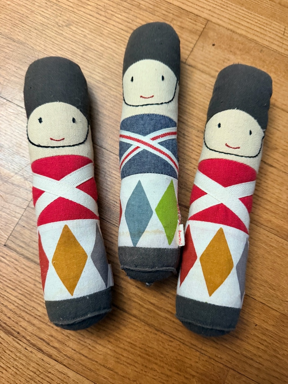 Vtg Maileg Denmark Soft Fabric British Guard Soldier Skittles Bowling Pins Lot 3